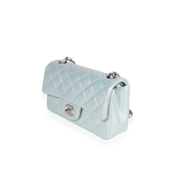 Chanel Iridescent Light Blue Quilted Calfskin Mini Rectangular Classic Flap - Picture 2 of 7